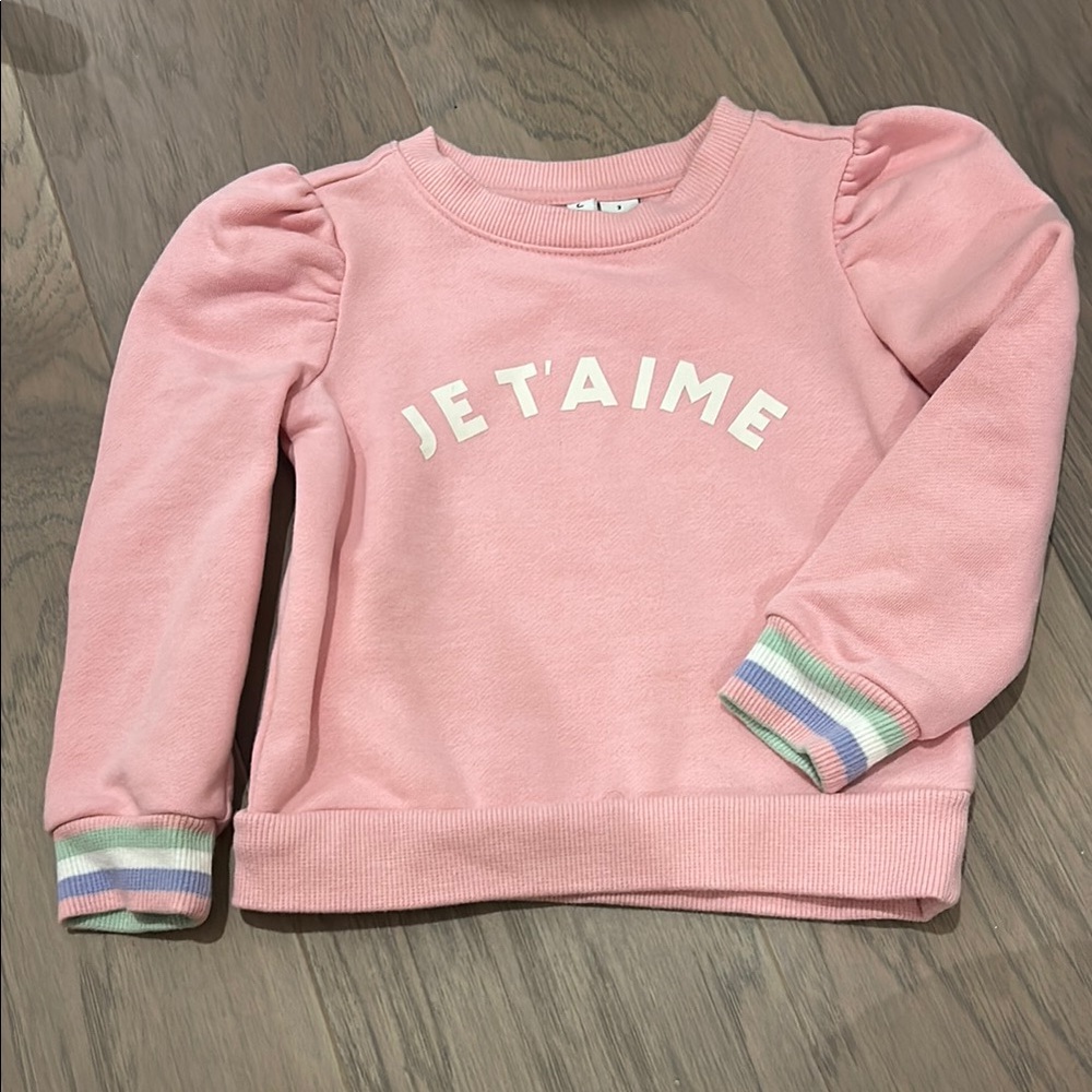 Janie and Jack Pink Sweatshirt with Je T'aime Print